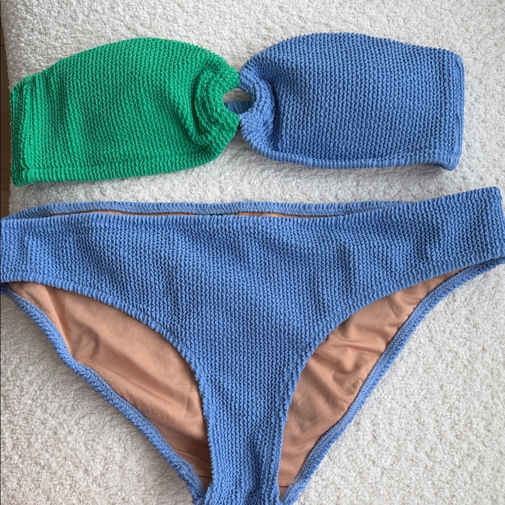 J Crew Green and Blue Bikini Set
